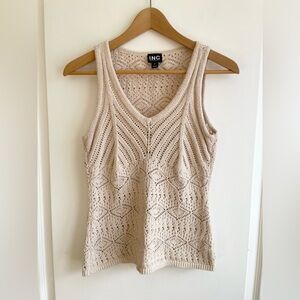 Vintage INC International Concepts Pointelle Crochet Top Size M Boho